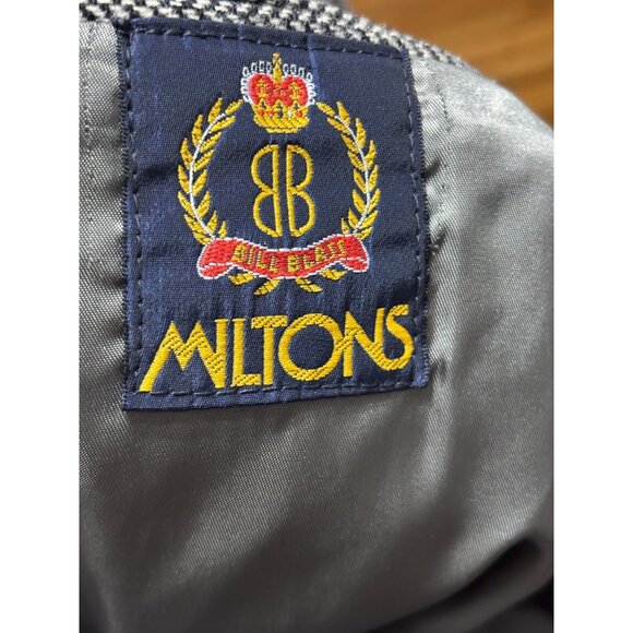 Vintage Bill Blass Mens Blazer Jacket 42R Gray Houndstooth Tweed Sport Coat - Picture 8 of 9